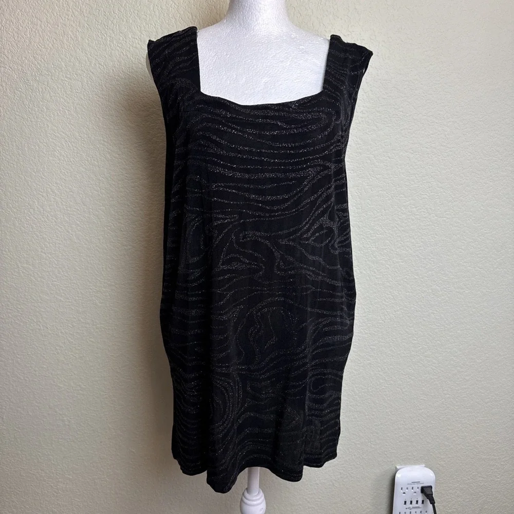 ATCC A Touch Of Class Sparkly Black Swirl Tank Tunic Top Plus‎ 2X/3X